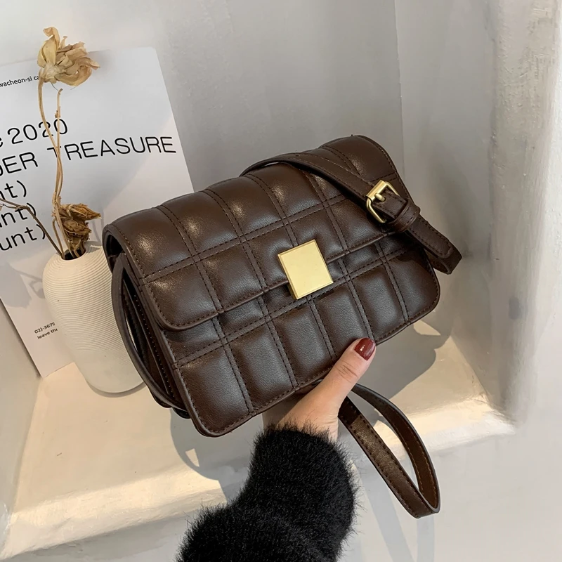 

Burminsa Vintage Small Quilted Crossbody Bags For Women Unique Design High Quality Luxury PU Leather Female Shoulder Bags 2021