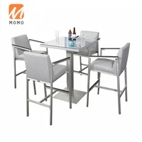 professional 2021 new modern tempered glass top outdoor bar table chairs for hotelresort high quality and durable good stuff