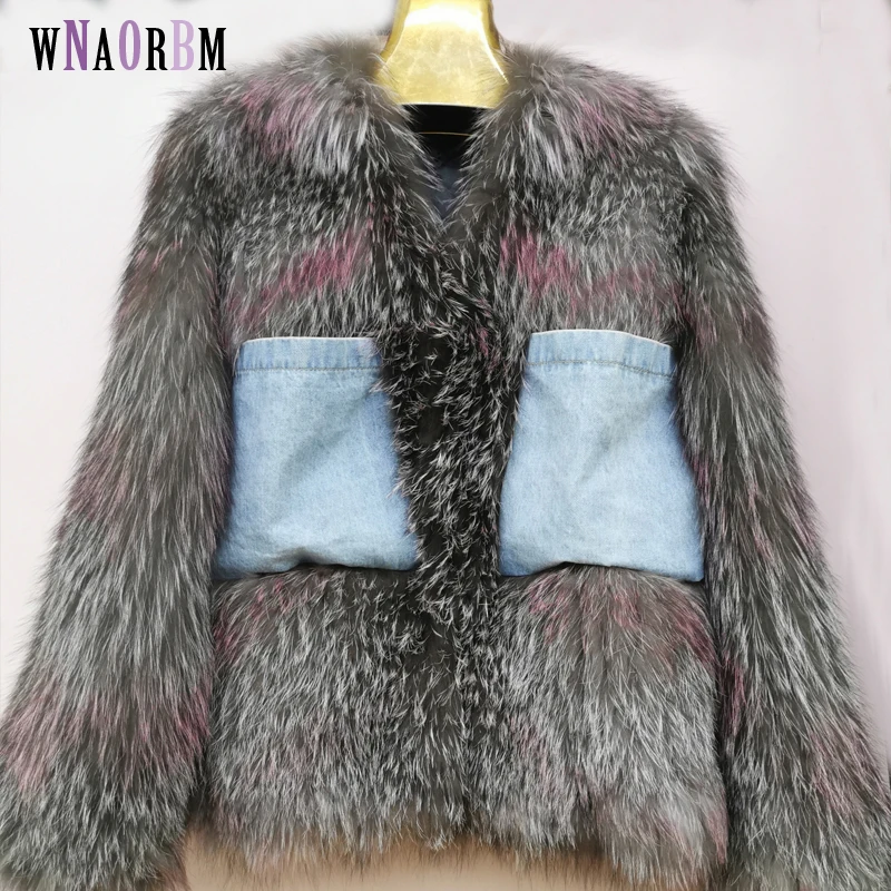 2022 New style personality Real Silver Fox Fur Coat Women fox Fur Coat Female Knitted Genuine Fur Overcoat For Ladies Luxury