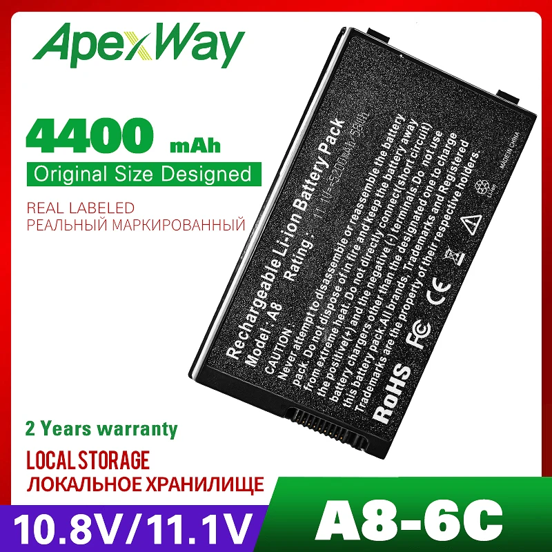 

ApexWay 4400mAh laptop battery For ASUS A32-A8 X83Vm Z99 Z99D Z99Dc Z99E Z99F Z99H Z99He Z99J Z99Ja Z99Jc Z99Je Z99Jm Z99Jn