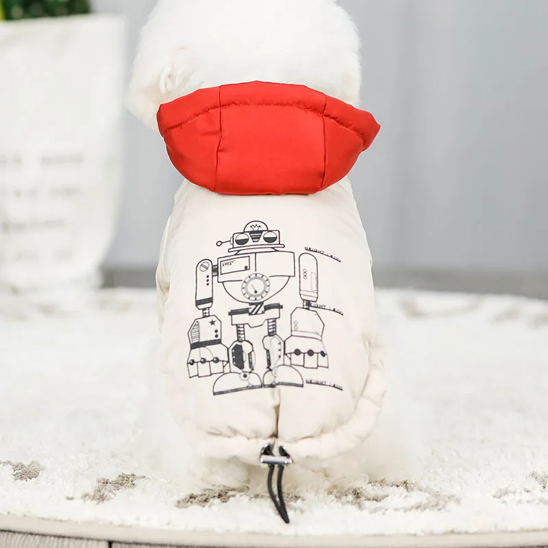 Интересный цвет ing Robot хлопковая стеганая куртка Одежда для животных теплая одежда для куртки для маленьких собак