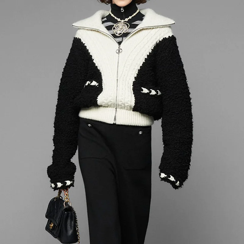 Женский подиумный кардиган толстый теплый свитер на осень 2019 куртка молнии с