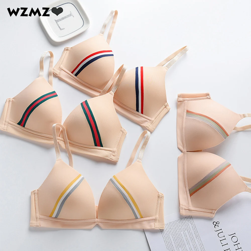 

Women Sexy Bras Push Up Lingerie Seamless Bra French Style Patchwork Thin ABC Triangle Cup Underwear Girls Comfortable Bralette