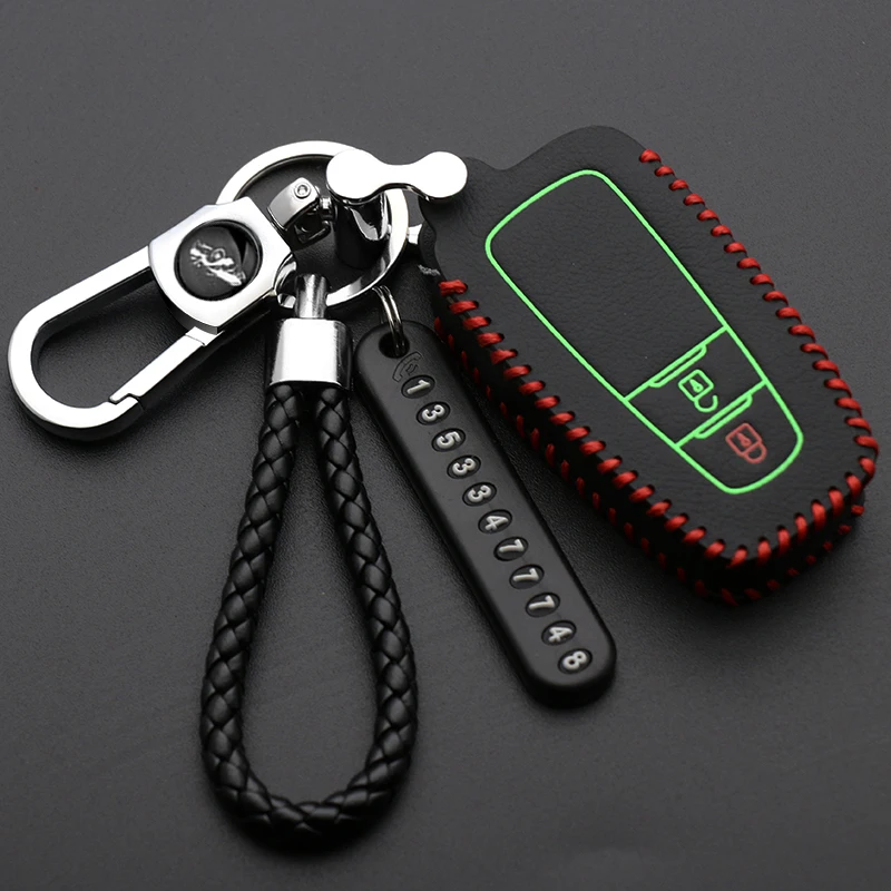 Светящийся кожаный чехол для автомобильного смарт ключа защитный держатель Toyota