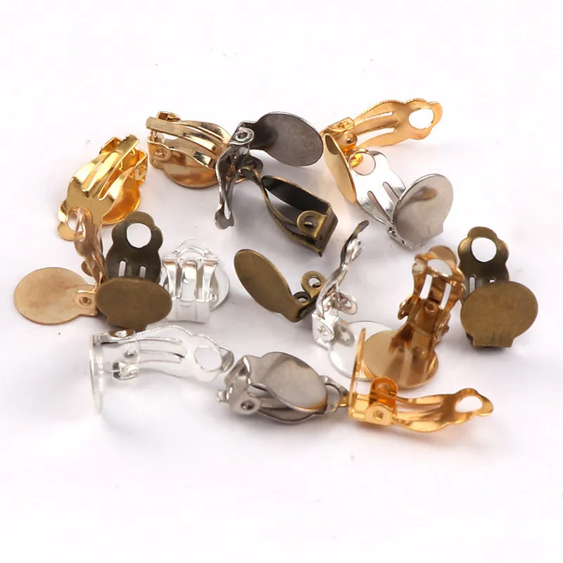 

20 Pcs/set Non-Piercing Ear Clip Hairpin Triangle Ear Clip 10mm Handmade Earrings Accessories Disc Ear Clip Making Supplies