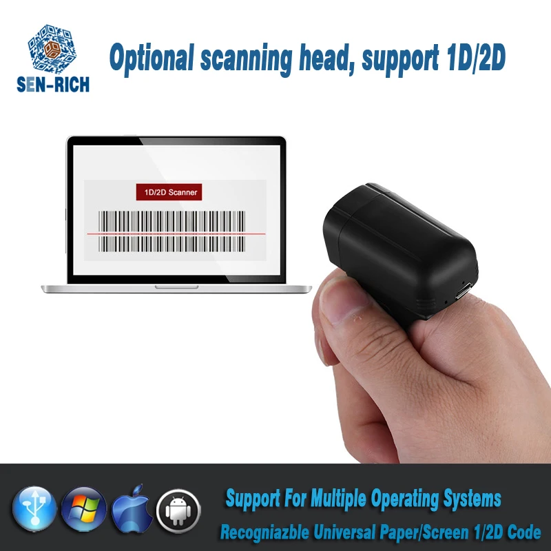 

Мини-сканер штрих-кодов, беспроводной, Bluetooth, для сбора данных, 1D, 2D