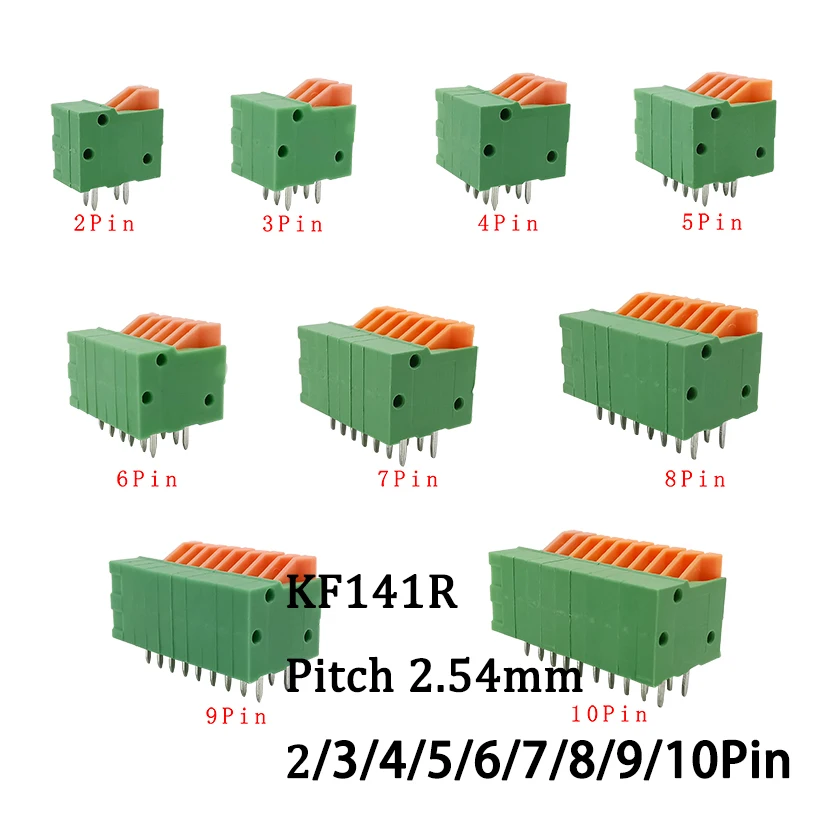 5/10 шт. прямоугольный KF141R 2 54 мм Шаг 2P-10Pin печатная плата установленная на пружине