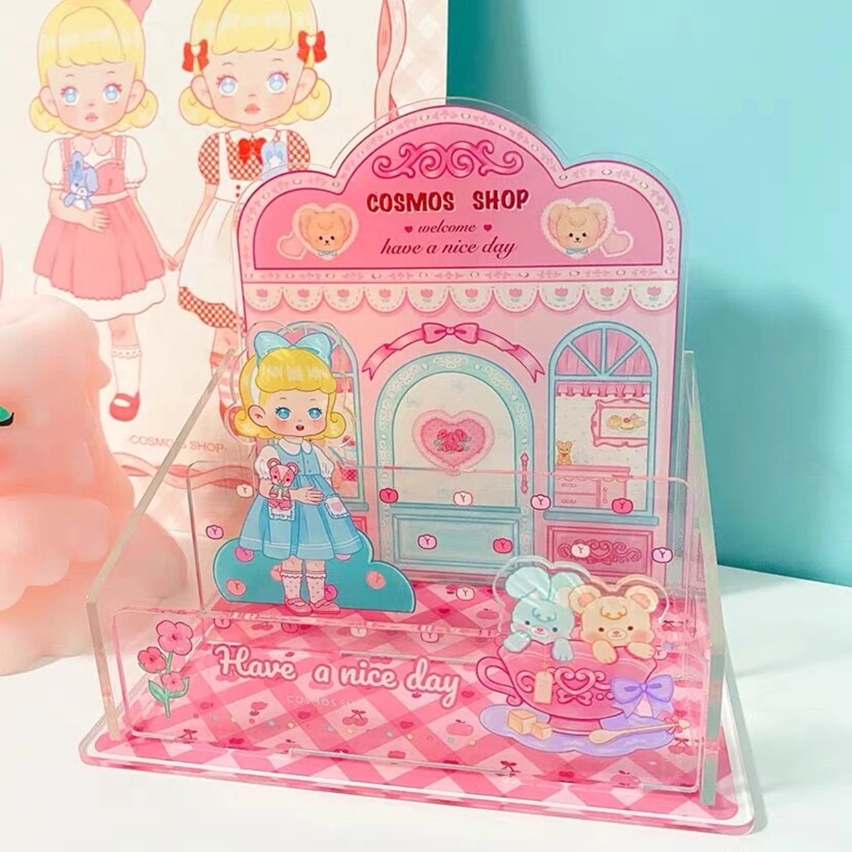 Милый Настольный Органайзер Kawaii С мультяшным рисунком стеллаж для хранения