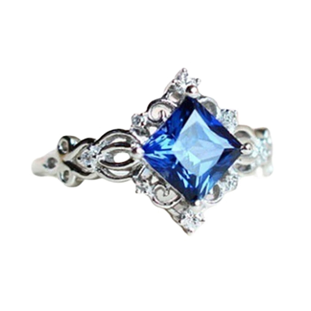 Винтаж для женщин полые цветок принцесса огранка искусственный сапфир