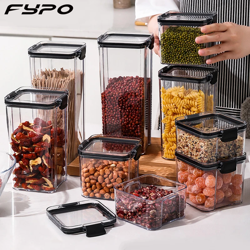 

Different Capacity Food Storage Container Plastic Kitchen Refrigerator Noodle Box Multigrain Storage Tank Transparent Sealed Can