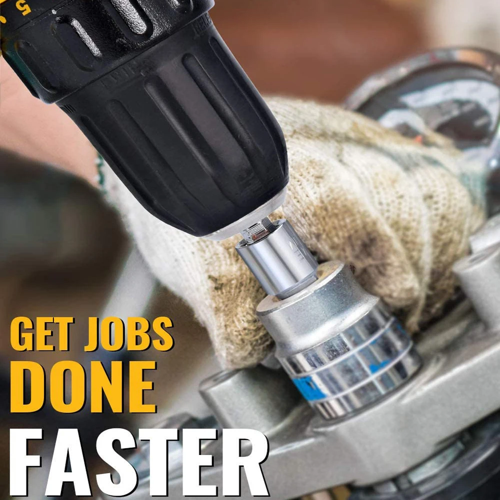 

3-Piece Power Drill Sockets Adapter Sets 360 Rotatable Hex Shank Impact Driver Socket Adapter