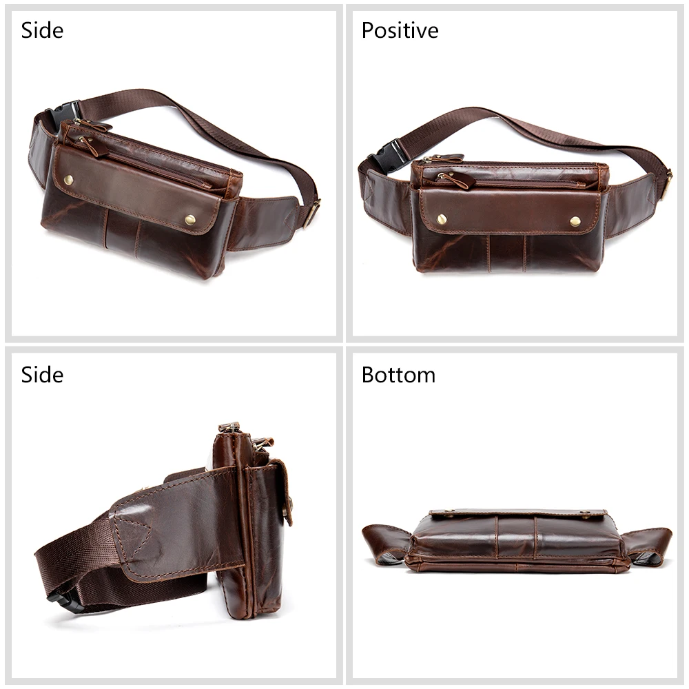 Мужская поясная сумка MVA из натуральной кожи для мужчин масляная кожаная мужская