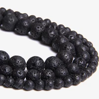 natural black volcanic lava beads lava stone beads round volcanic stone bead for jewelry 4681012 mm diy bracelet necklace