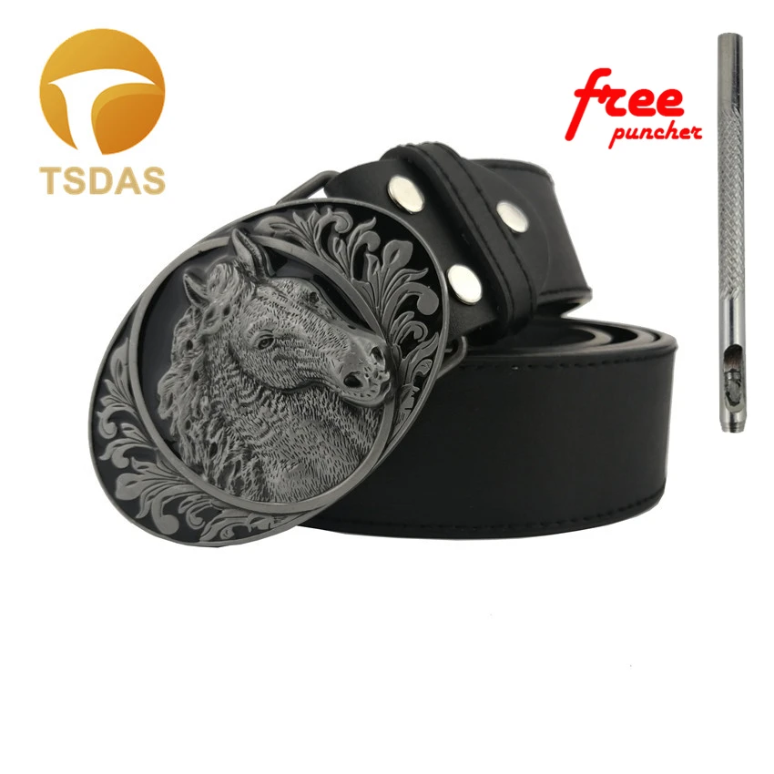 Металлическая Мужская Дизайнерская пряжка для ремня 3D Ellipse Horse Head DIY Cowboys|cowboy belt