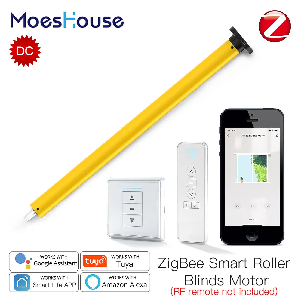 

MoesHouse Smart ZigBee Automatic 25mm Tubular Roller Blinds Motor DC RF433 Remote 38mm Tube Smart LifeTuya via Alexa Google Home