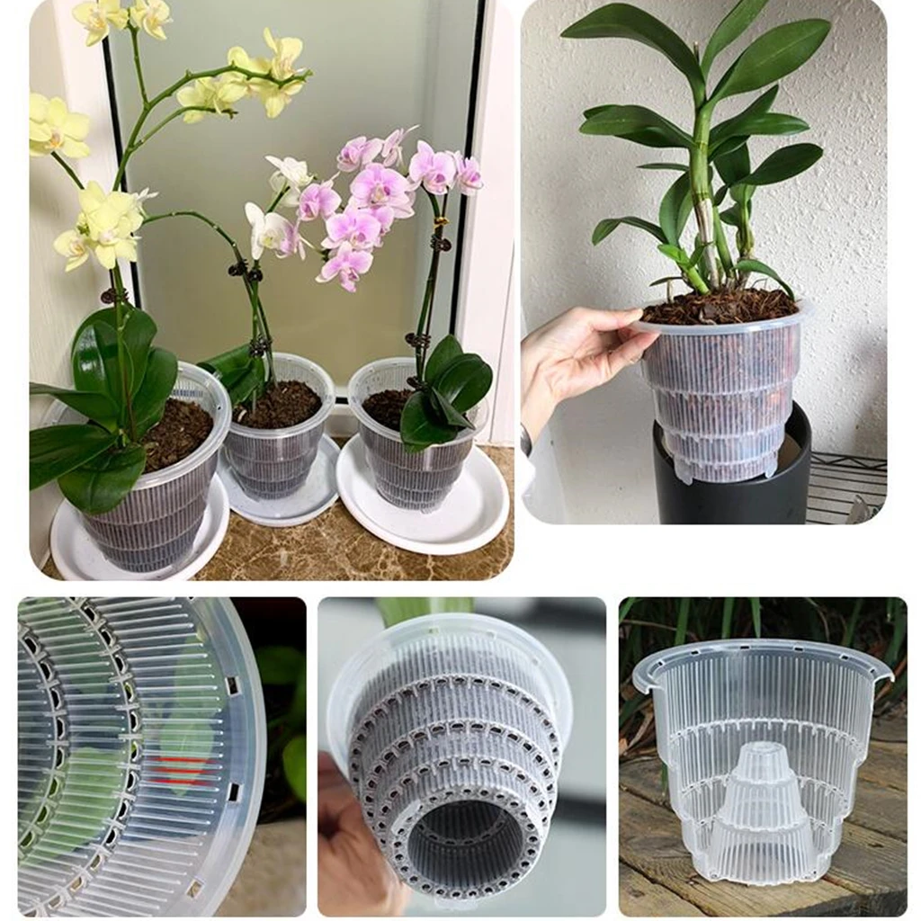 

Flower Vase 10/12/15cm Orchid Clear Flower Pot Plastic Slotted Breathable Orchid Pots Garden Pots Planters Горшок Для Цветов