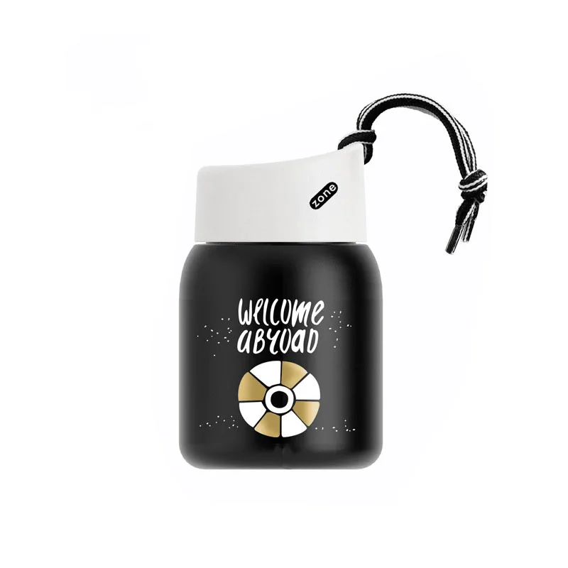 

210ML Mini Thermos Bottle Stainless Steel Cute Coffee Cup Insulated Water Bottle With Rope Portable Travel Mug