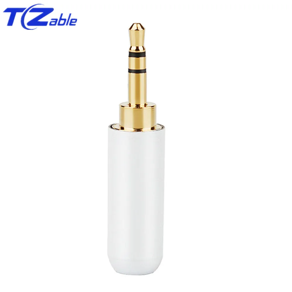 2.5mm 3 pole White 2 шт аудио разъем адаптер для наушников Hifi аудио разъем 2,5 мм 3/4 полюсный кабель для ремонта наушников припой разъем Золотой штекер мужской цвет - Цвет: 2.5mm 3 pole White