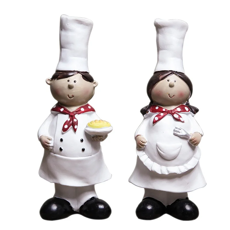 1 Pair of Creative Boy Girl Chef Decoration Home Resin Crafts Wine Cabinet Window Restaurant Bakery | Дом и сад