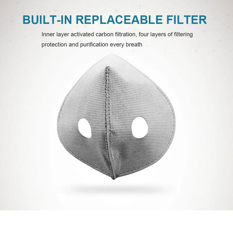 Спортивная маска для лица с активированным углем дышащая ветрозащитная бега