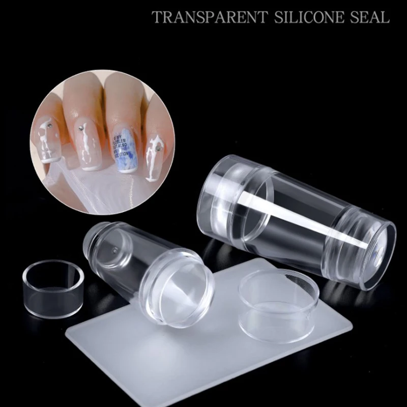 Double Stamp Silicone Clear Nail Art Stamping kit Everthing For Manicure plate stamp polish Stencil template stamper scraper