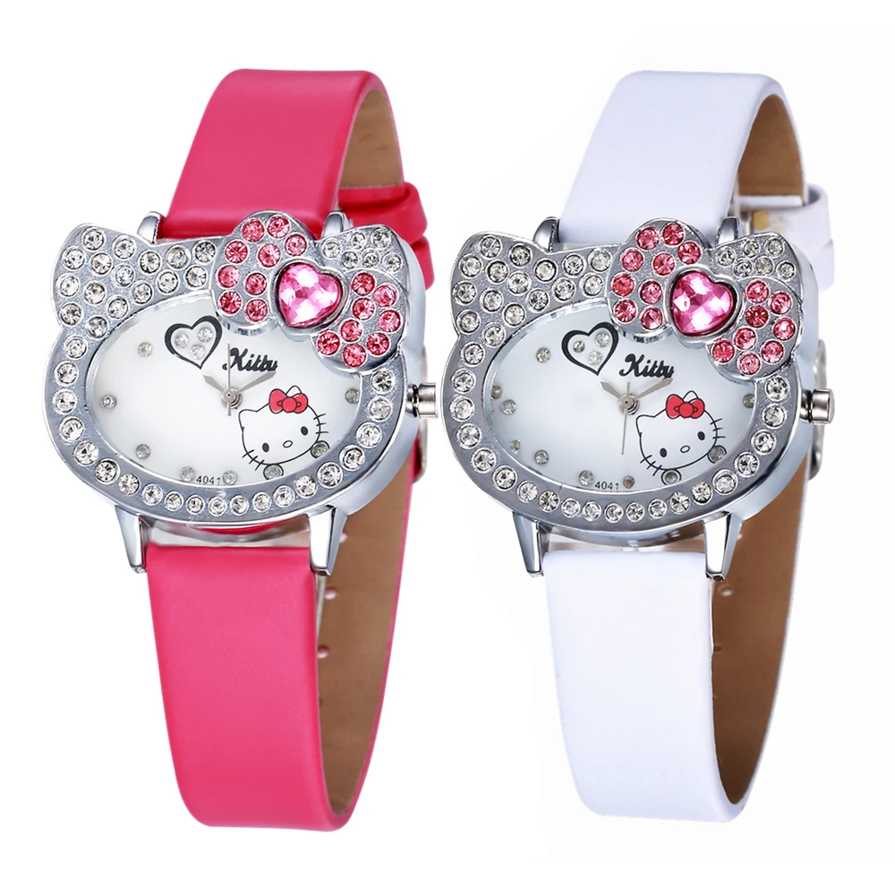 

New Pink Leather Cute Baby Watch for Girls Kids Student Infantil Leather Band Clock Relogio Cartoon Watch Hodinky Ceasuri Enfant