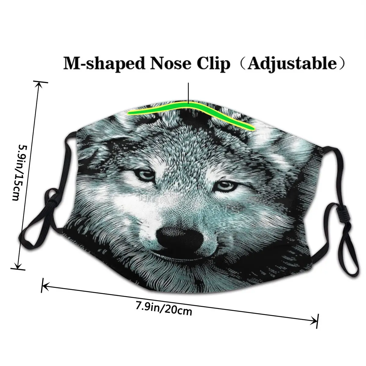 Многоразовая маска для лица с волком не одноразовая взрослых против смога пыли