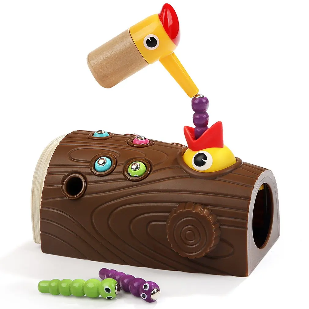 

Baby Toys 3D Puzzle Early Childhood Educational Toys Catch Worm Game Color Cognitive Magnetic Strawberry Apple