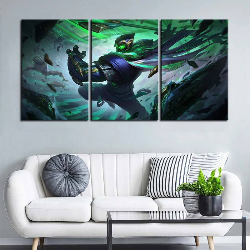 

5 OR 3 PCS Modern Artwork Video Game LOL Oil Painting Jax HD Wallpaper Canvas Prints Wall Cover Murals Boy's Room Decor Stickers