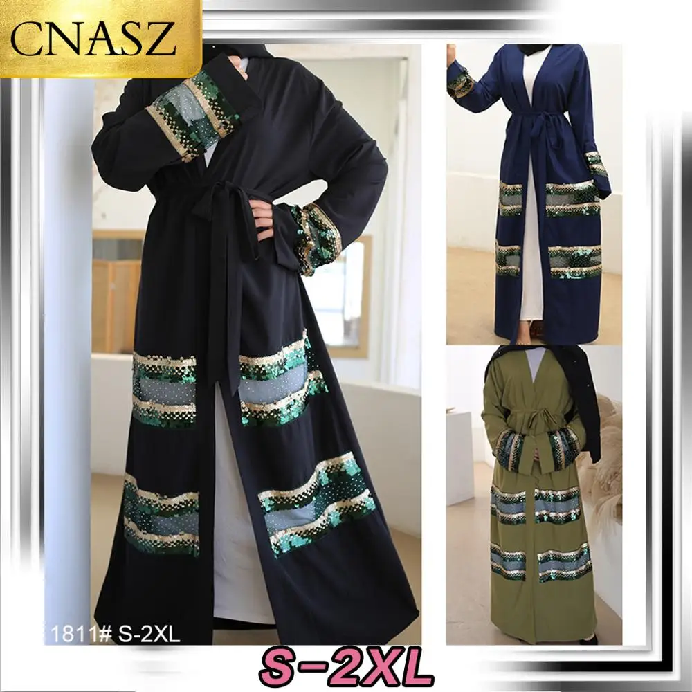 2020 Новый мусульманский модный вышитый блестками Дубай Туника исламский халат