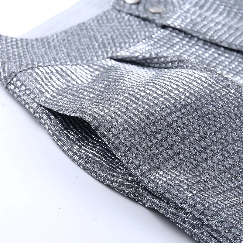 Женские широкие брюки WannaThis серебристые с высокой талией элегантные свободные