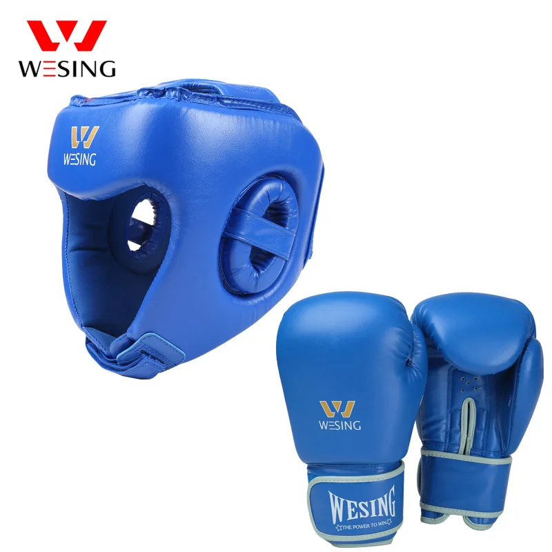 Wesing 10OZ MMA Муай Тай Боксерские перчатки шлем кикбоксинг тренировочные защитные