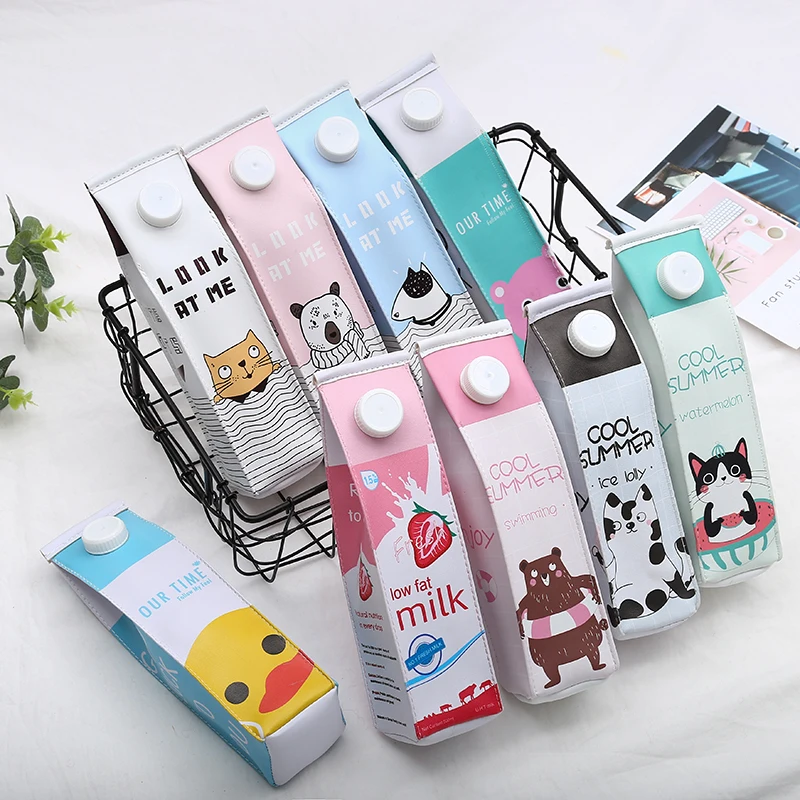 Милый пенал для карандашей с молоком Стильный чехол детский рисунком единорога