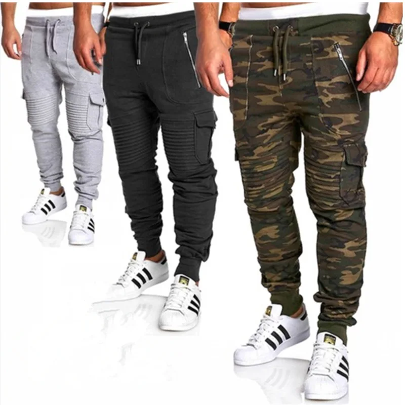 

ZOGAA Casual Breathable Tie Drawstring Long Pants Men Casual Solid Color Pockets Waist Drawstring Ankle Tied Skinny Cargo Pants