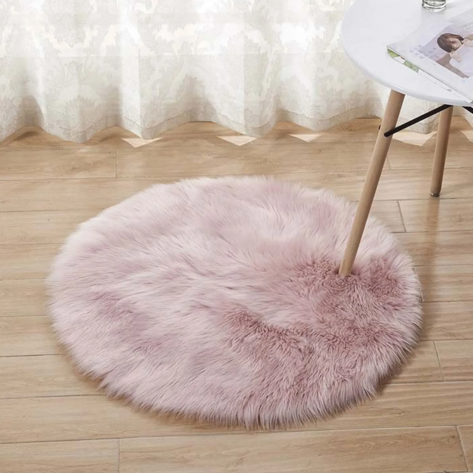 

Fluffy Round Rug Carpets for Living Room Home Decor Bedroom Kid Room Floor Mat Decoration Thicker Pile Rug 4 Colors Floor Mat