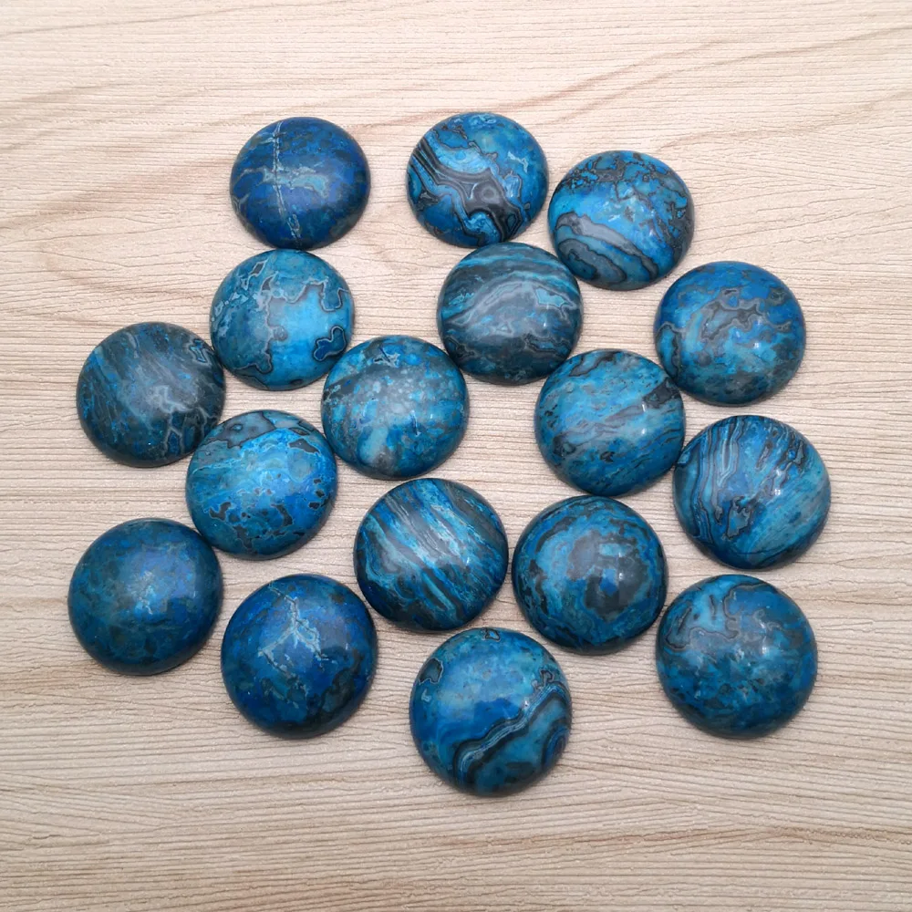 10pcs blue agates 25MM round Cabochon Natural Stone Beads for DIY Jewelry Making Necklace Good quality ring Earrings no hole | Украшения и