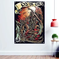 do or die death art banner wall hanging metal albums band wallpapers macabre skull tattoos illustration tapestry flag home decor
