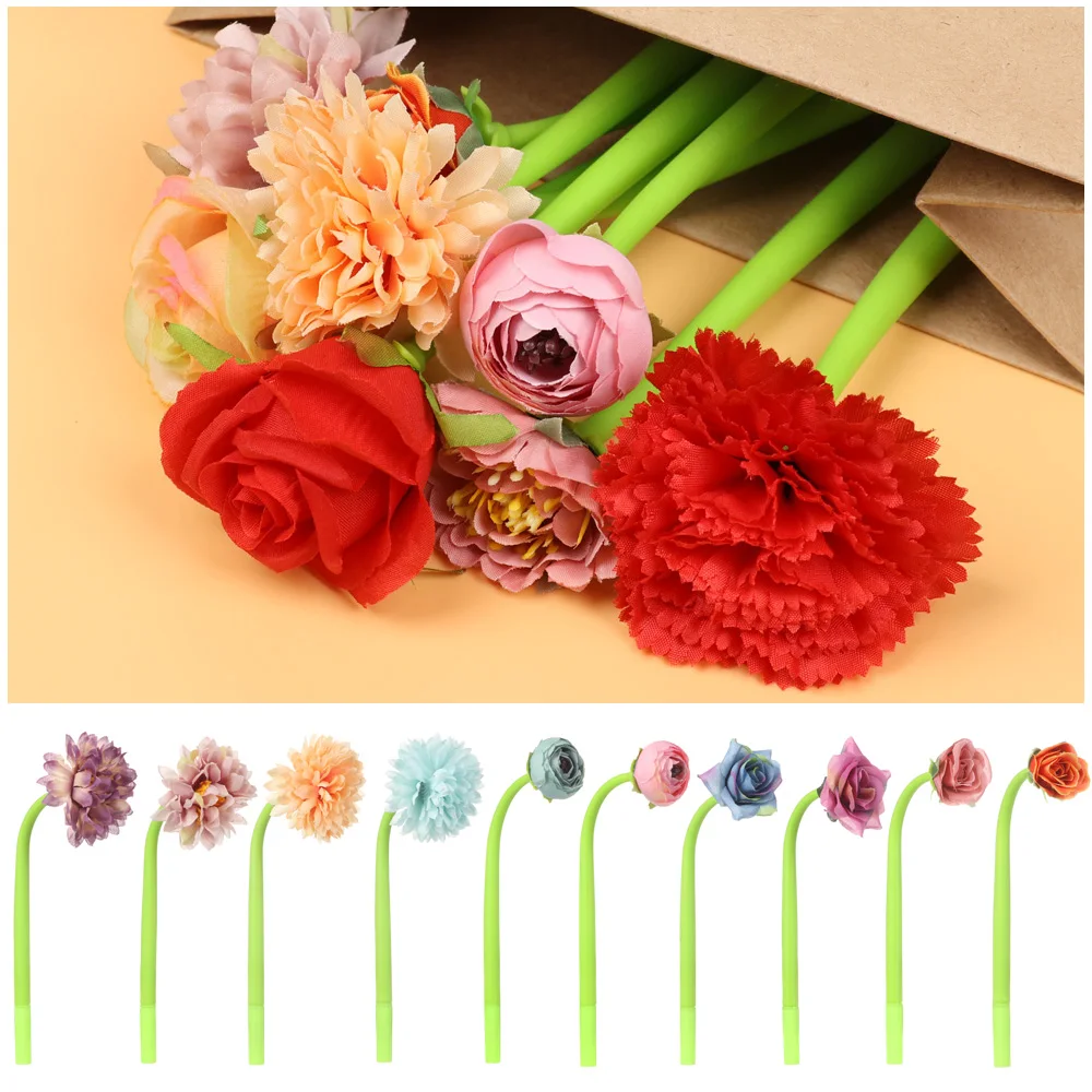 Имитация цветка розы Декор силиконовая гелевая ручка подарок ко Дню Святого