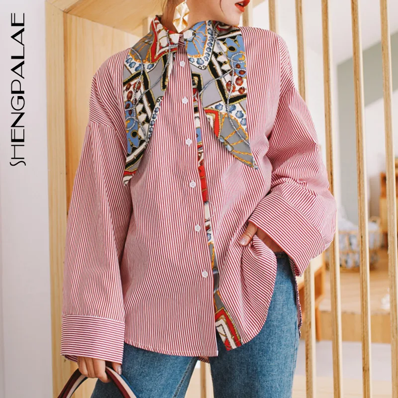 SHENGPALAE новинка 2020 модная женская рубашка Женские топы с длинным рукавом