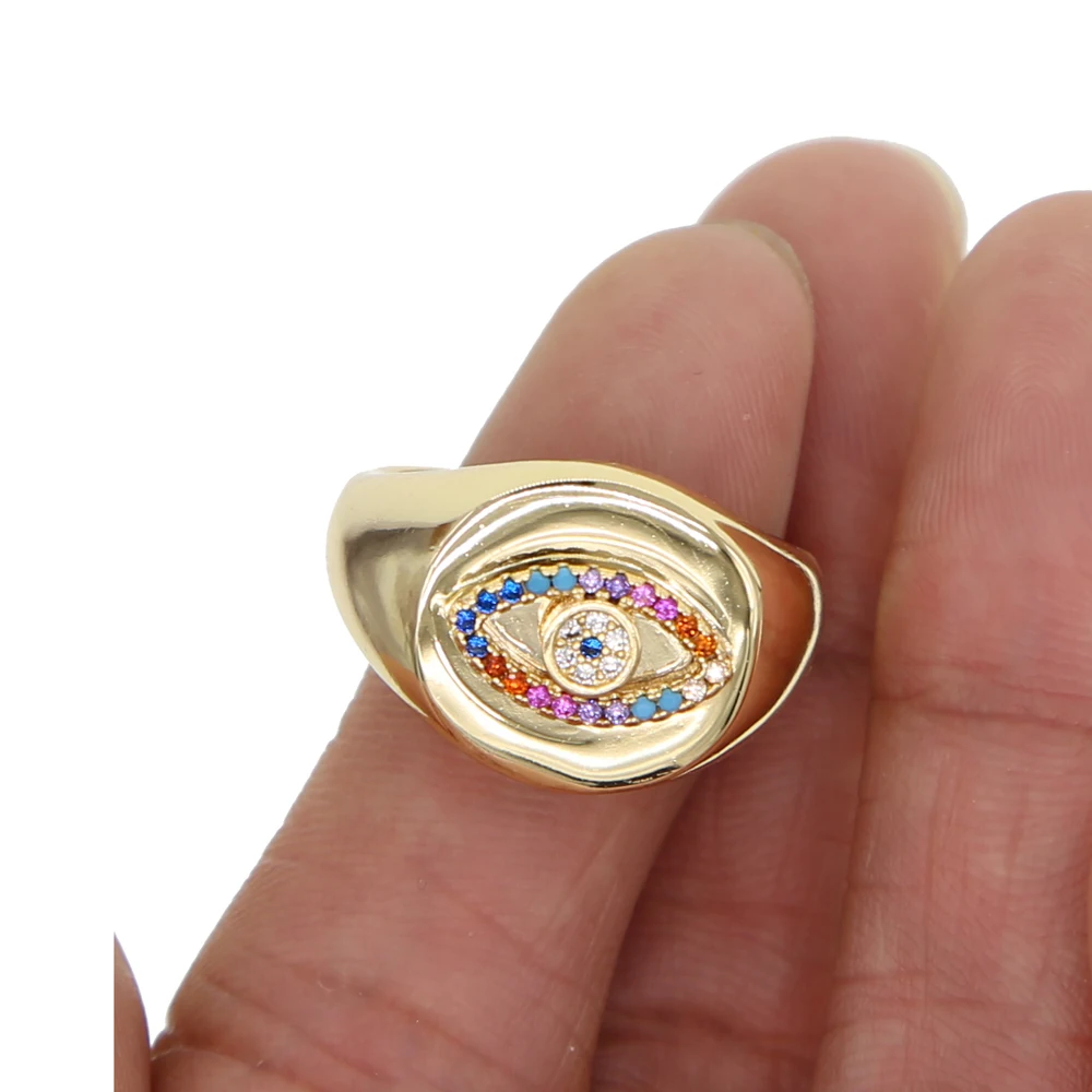 Новое поступление радужных колец с фианитами сглаза золотые широкие обручальные