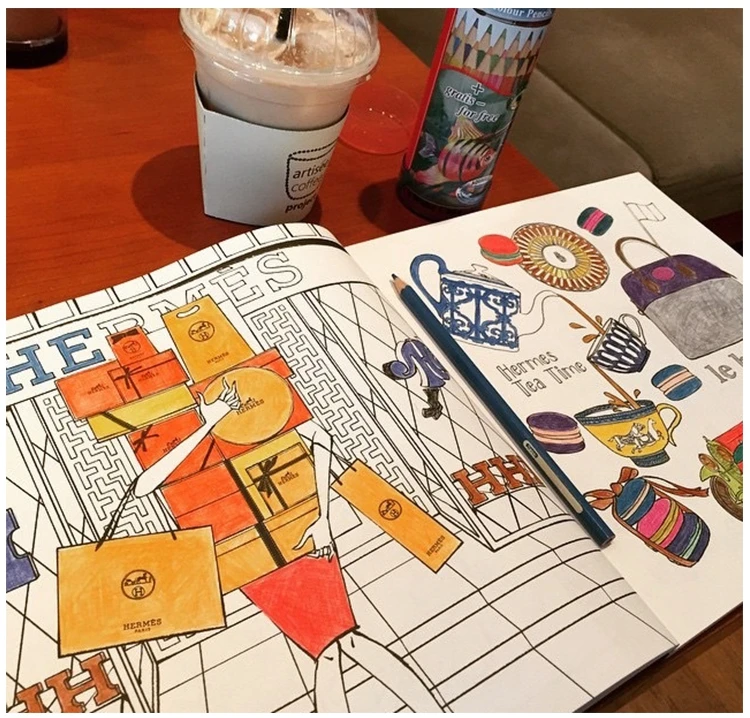 Новый 96 страницами Модные анти стресс чернильно сокровище раскраски для