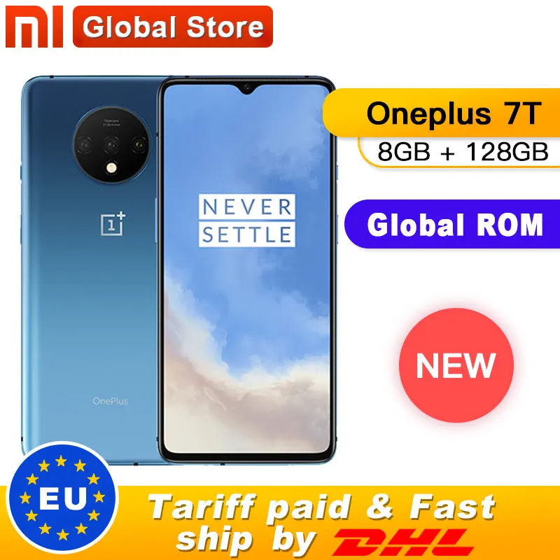 Новое поступление оригинальный Oneplus 7 T смартфон 8 ГБ ОЗУ 128 Гб ПЗУ Android 10 Snapdragon 855 Plus