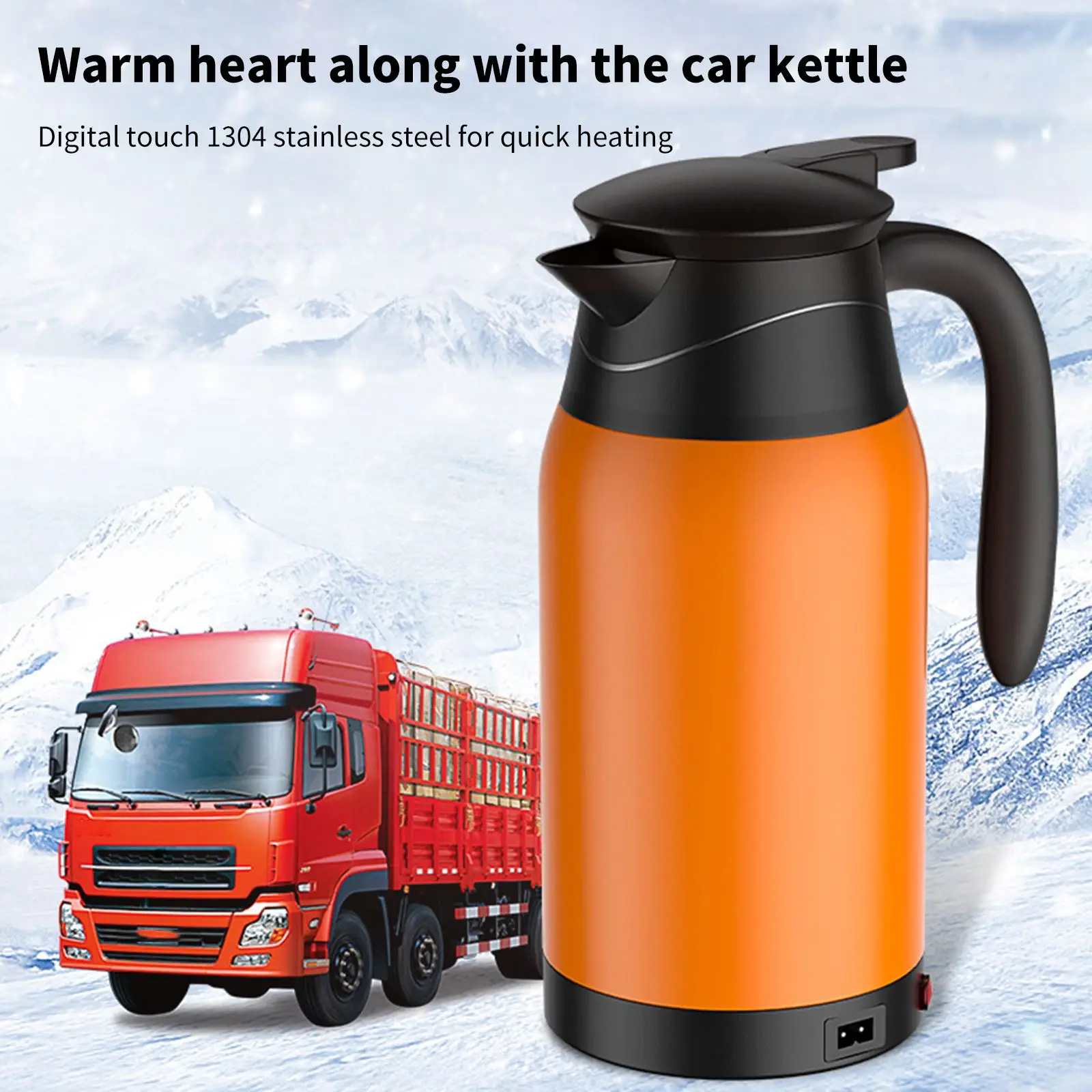 

12/24V Vehicle Heating Cup 1000ml Travel Trip Stainless Steel Heating Cup Kettle Hot Water Pot Stainless Steel Large Capacity