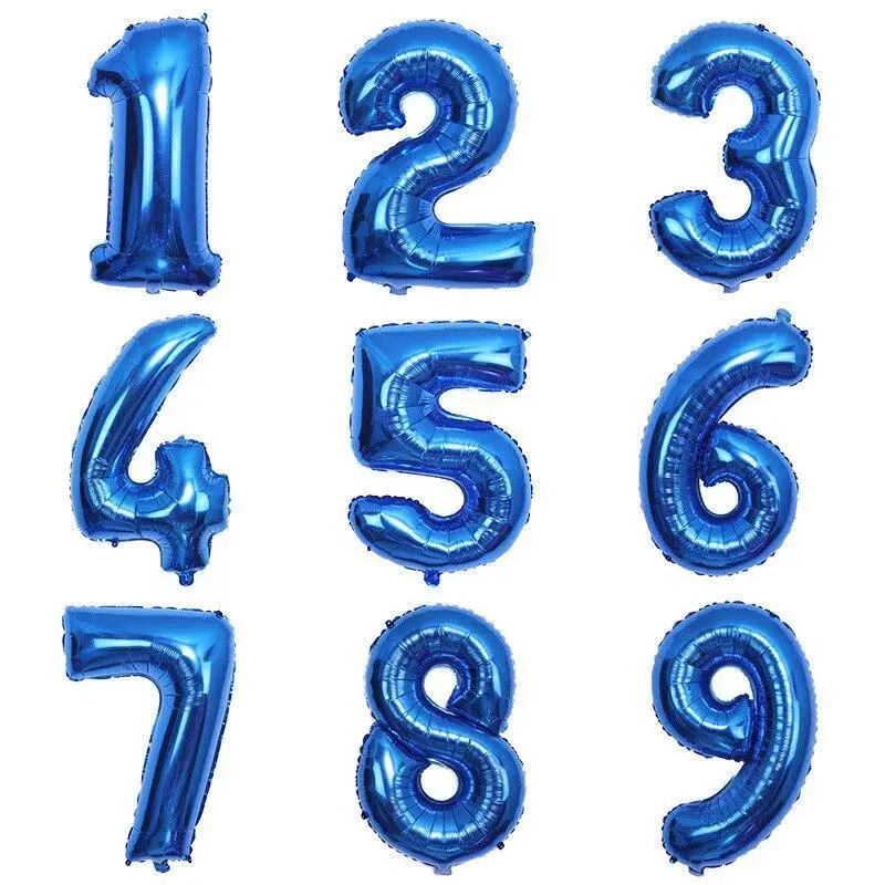 32 inch Blue Number Foil Balloon Digital 0 to 9 Helium Balloons Birthday Party Decoration Inflatble Air Ballon Wedding Supplies 16 32 inch number balloons foil balloon gold silver blue digital globos wedding birthday party decoration baby shower supplies
