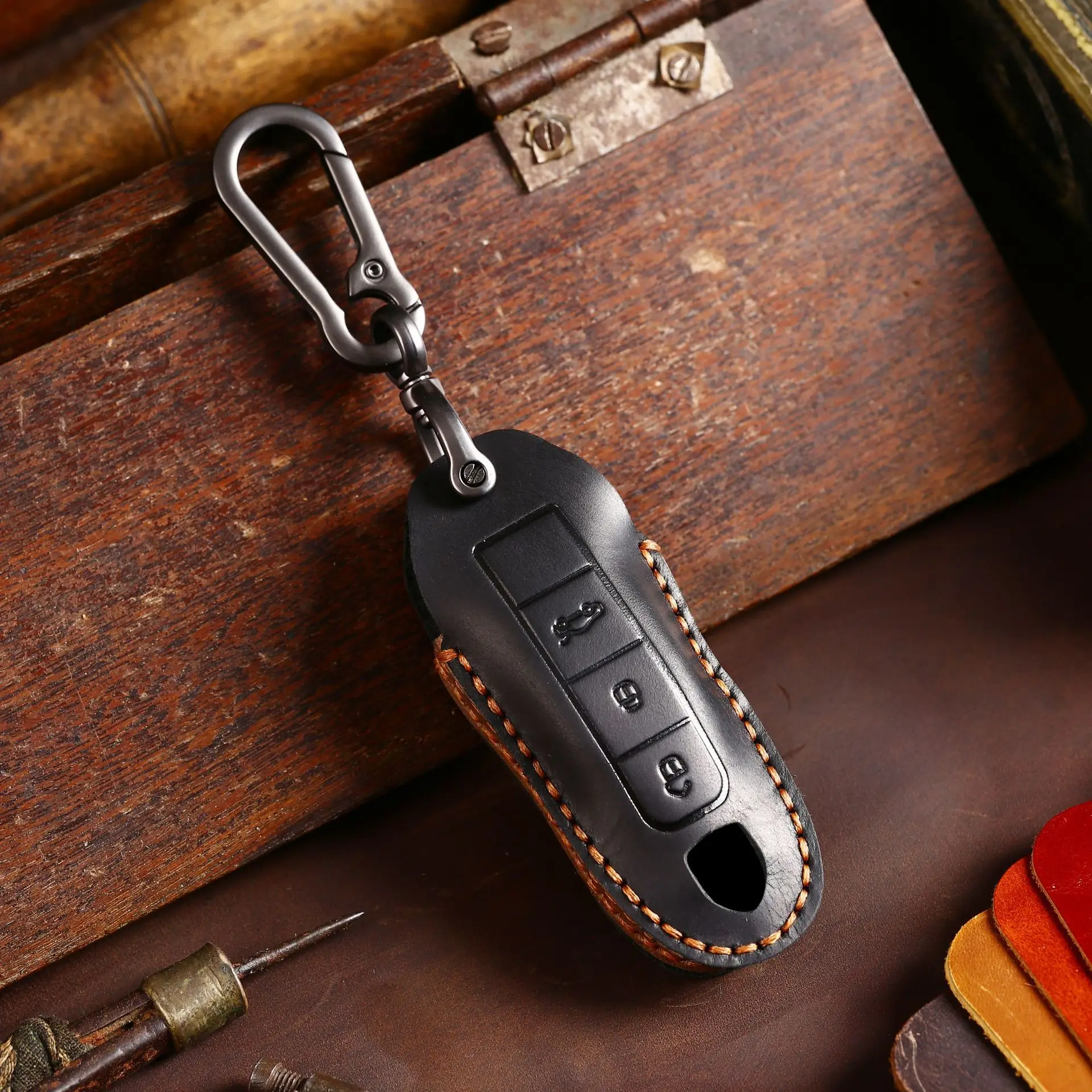 

Luxury Car Accessories Keys Bag for Porsche 718 Cayenne Cayman Genuine Leather Key Case Cover