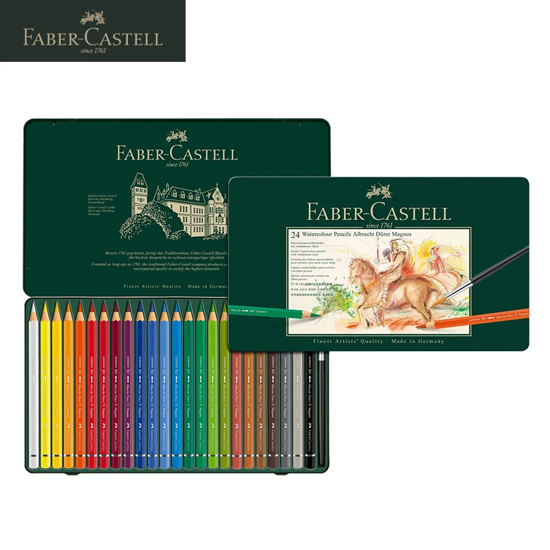 

Faber Castell 12/24/30 Colors Set Green Glow Water Soluble Color Professional Color Pencil Hand-drawn Set Adult Art Supplies