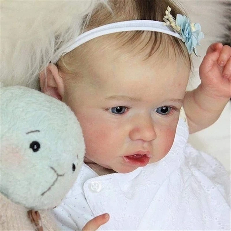 

Realistic Saskia Reborn Baby Dolls Grey Eyes Girls Full Silicone Doll