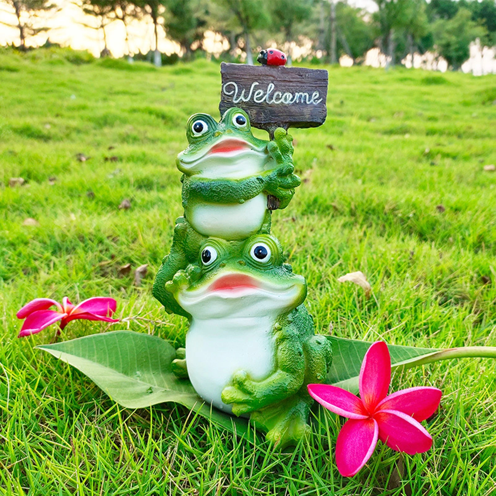 

Green Welcome Fog Garden Ornament Sculpture Lawn Decoration Art Figurines