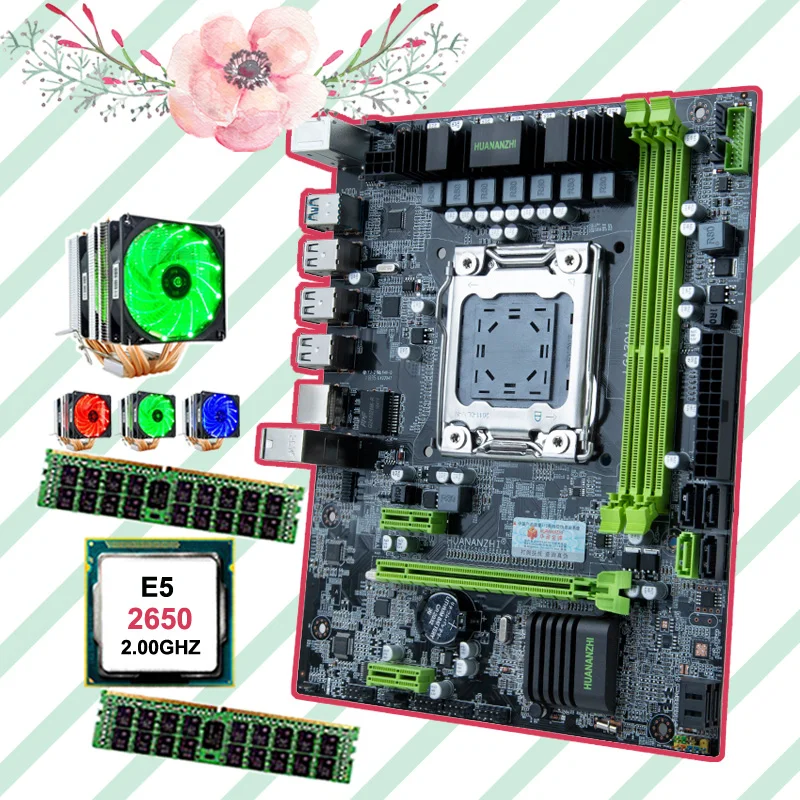 HUANANZHI X79 6M M ATX материнская плата с процессор Xeon E5 2650 C2 6 Трубок Процессор кулер 32G 2*16G