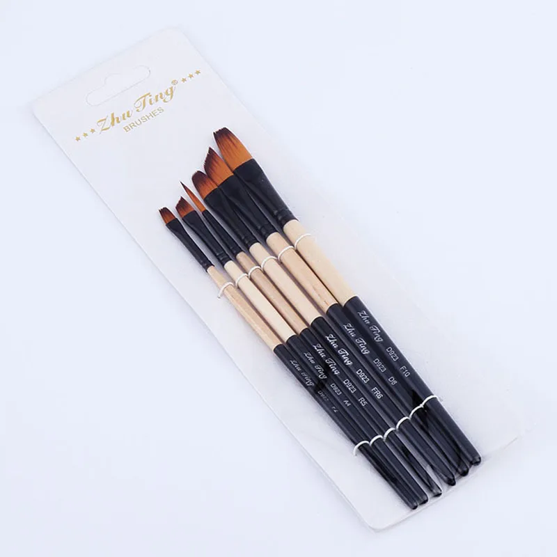 

6Pcs/Set Hige Quality Gouache Watercolor Oil Paint Brush Nylon Hair Wooden Handle Painting Pens Set Acrylics Art Supplies